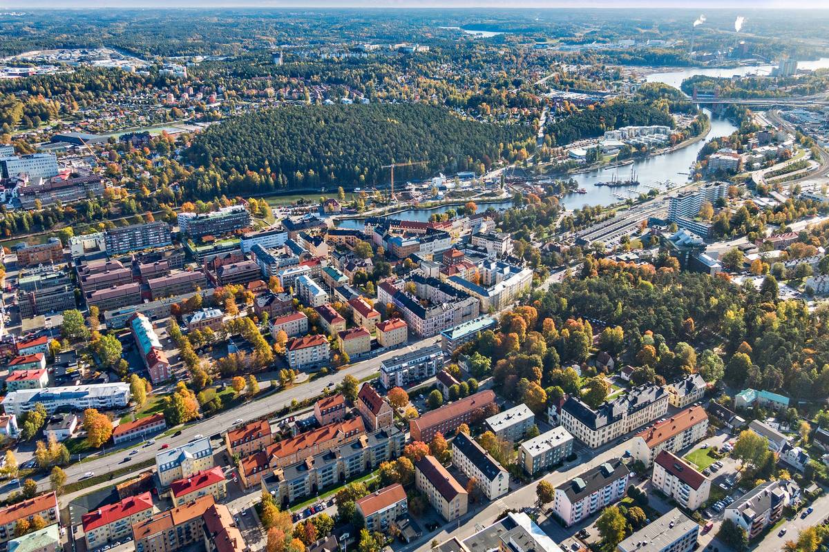 Vy över södertälje från ovan